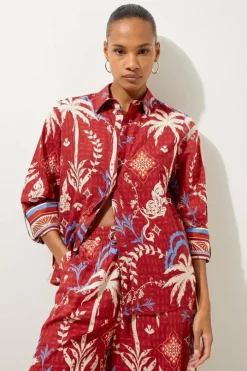 Printed Cotton Voile Beach Shirt