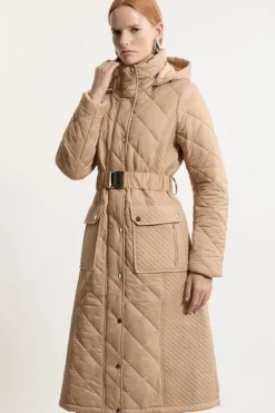 Quilted Hooded Longline Coat