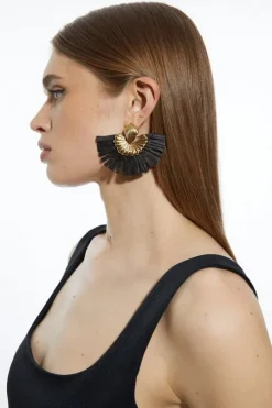 Raffia Fan Statement Earring