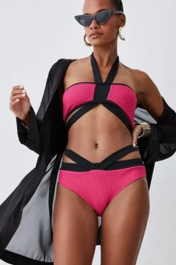 Ripple Colour Block Double Strap Bikini