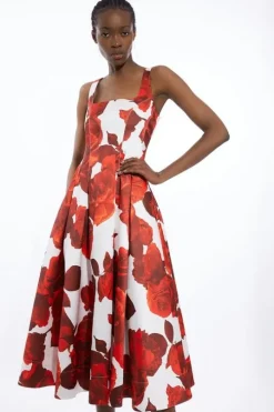 Rose Floral Twill Prom Dress