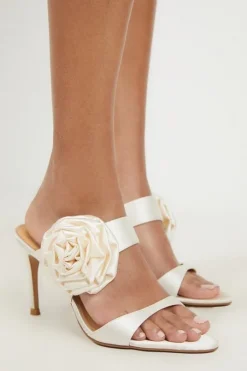 Rosette Detail Satin Heel
