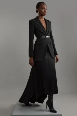 Satin Pleated Woven Midaxi Skirt