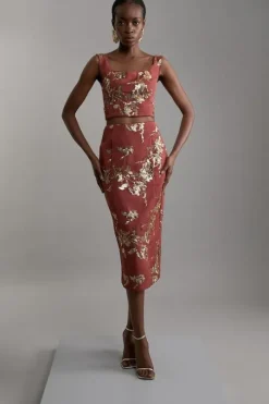 Satin Sequin And Embroidery Woven