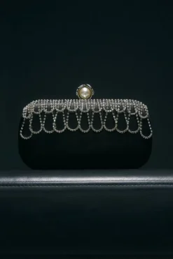 Scallop Detailed Embellished Clutch Bag
