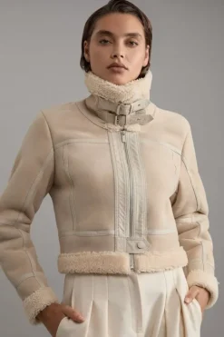 Shearling Crop Aviator Jacket