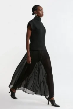 Sheer Viscose Georgette Woven Maxi Skirt