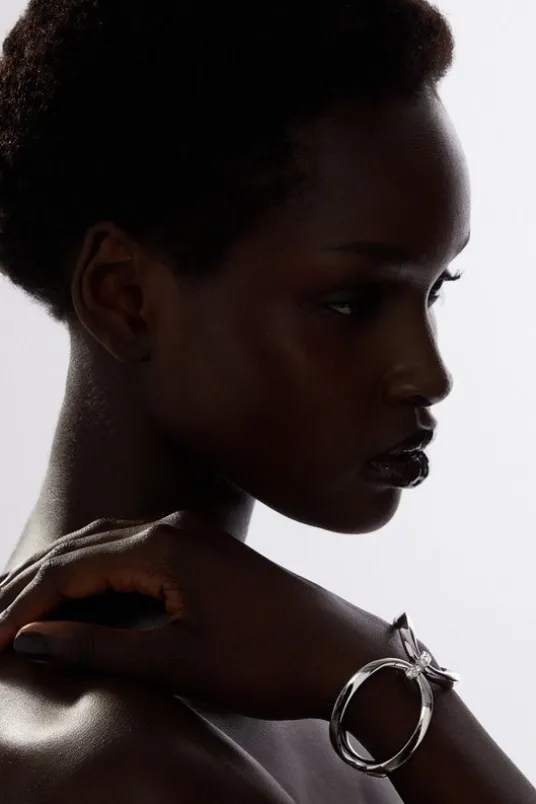 Silver Hand Set European Crystal Oversized Chain Bracelet