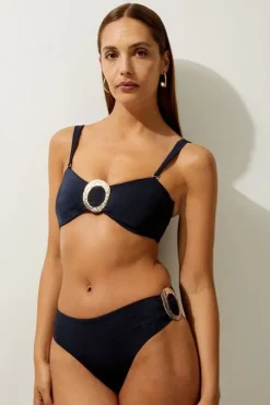 Slinky Bandeau Trim Detail Bikini Set