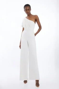 Soft Tailored One Shoulder Wide Leg Jumpsuit