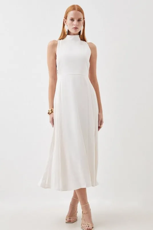 Soft Tailored Pleated Panel Midaxi Dress