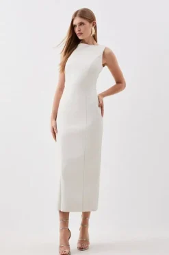 Stretch Lightweight Pu Panelled Midi