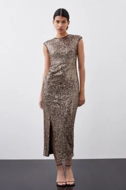 Stretch Sequin Maxi Dress