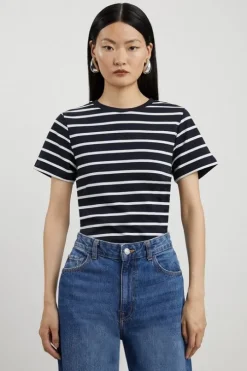 Stripe Stretch Cotton Jersey T Shirt