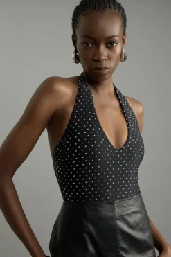 Studded Ponte Jersey Bodysuit