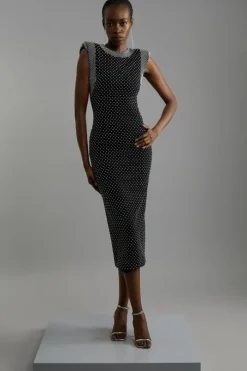 Studded Ponte Jersey Midi Dress