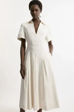 Tailored Full Skirted Maxi Shirt Dress