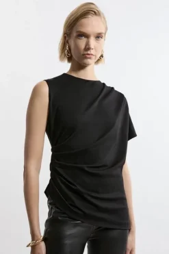 Tailored Ponte Asymmetric Drape Top