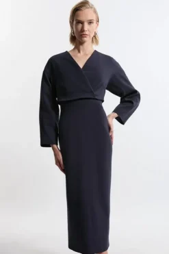 Tailored Sleeveless Seam Detail Midi Dress