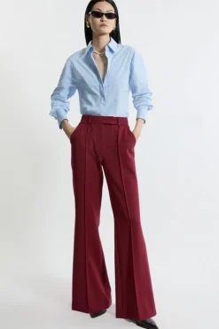 Tailored Stretch Pu Tipped Straight Leg Pants