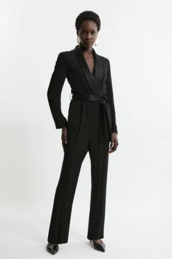 Tailored Tuxedo Wrap Jumpsuit