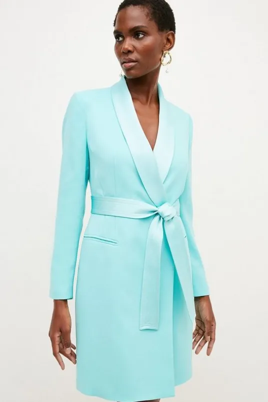 Tailored Tuxedo Wrap Mini Dress