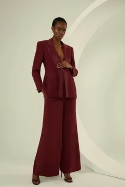 Tailored Viscose Satin Back Crepe Double Lapel Single Breasted Blazer & Trouser Set