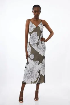 Tall Applique Organdie Woven Midi Dress