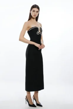 Tall Bandage Figure Form Embellished Corset Midi Dress