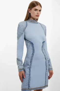 Tall Beaded And Embellished Ponte Jersey Mini Dress