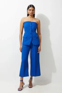 Tall Clean Tailored Bandeau Button Bodice Wide Leg Jumpsuit