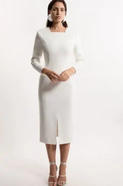 Tall Compact Stretch Fitted Tailored Maxi Dress