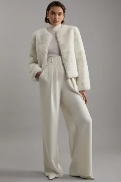 Tall Compact Stretch Tailored High Waist Wide Leg Pants