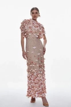 Tall Crystal Applique Angel Sleeve Woven Midaxi Dress