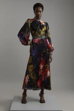 Tall Diamante Trim Floral Woven Maxi Dress