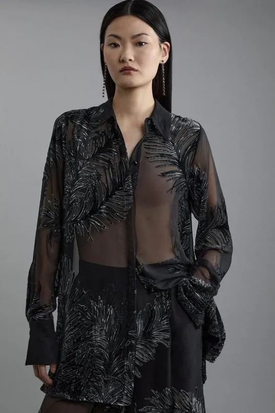 Tall Feather Devore Woven Shirt