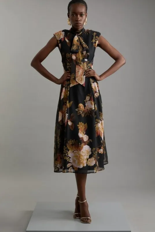 Tall Floral Georgette Woven Tie Maxi Dress