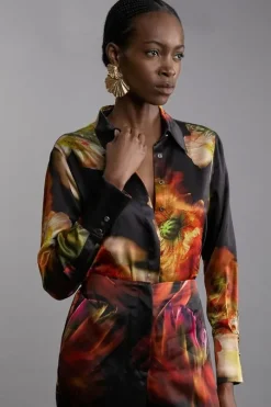 Tall Floral Satin Woven Shirt