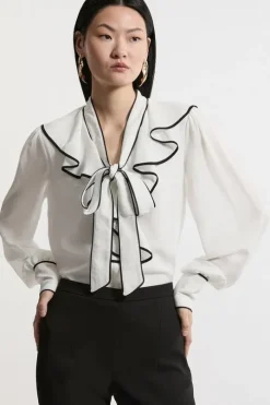 Tall Georgette Draped Front Woven Blouse