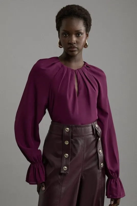 Tall Georgette Woven Long Sleeve Blouse