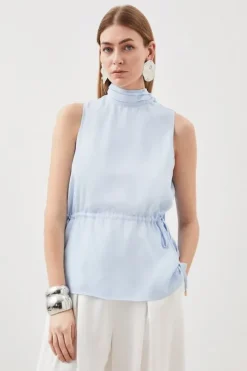 Tall Georgette Woven Tie Neck Blouse