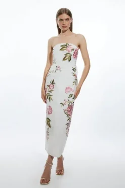 Tall Linen Embroidery Off The Shoulder Woven Dress