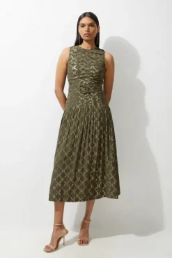 Tall Metallic Viscose Georgette Beaded Woven Maxi Dress