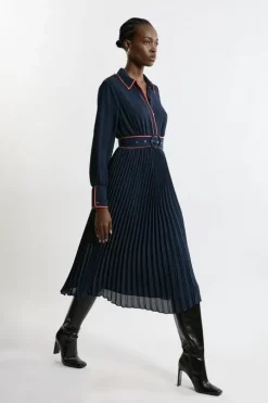Tall Military Belted Woven Shirt Midaxi Dress