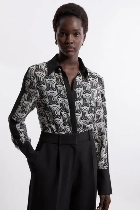 Tall Mono Print Woven Shirt