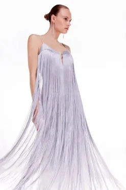 Tall Ooto Heavy Satin Fringed Woven Strappy Maxi Dress