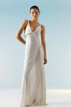 Tall Ooto Sheer Panelled Woven Maxi Dress