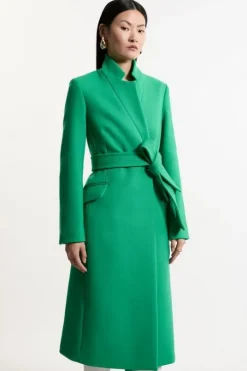 Tall Premium Italian Manteco Wool Investment Notch Neck Tailored Midi Coat