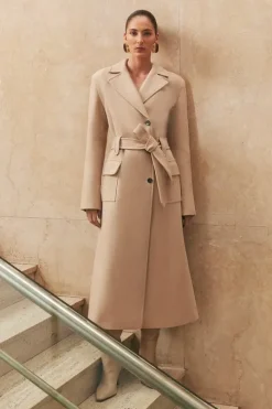 Tall Premium Italian Manteco Wool Belted Tailored Midaxi Coat