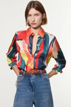Tall Satin Printed Woven Shirt